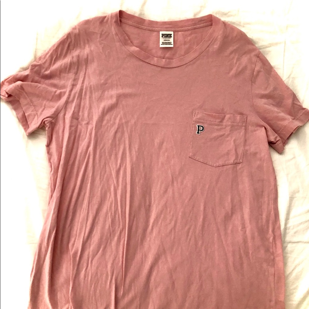NWOT PINK by Victoria’s Secret Logo Tee w/ pocket